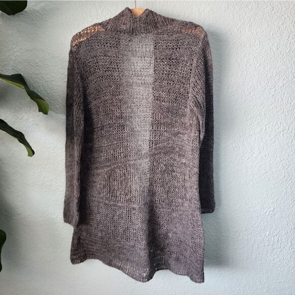 Eileen fisher alpaca and wool blend open front loose knit tunic style cardigan - Picture 5 of 9